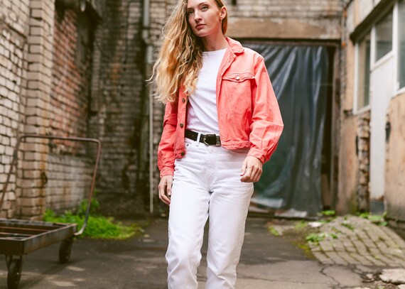 90s Cropped Trucker Jacket . Vintage 