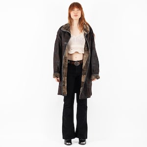 Distressed Sheepskin Coat, Size L Vintage Sheepskin Coat, Retro Overcoat, Western Hippie Apparel, Rugged Western Coat, NorthernGirlStore