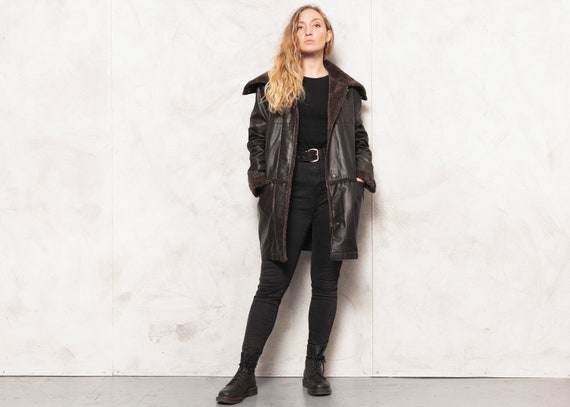 Faux Leather Jacket Vintage 90s Black Leather Coat