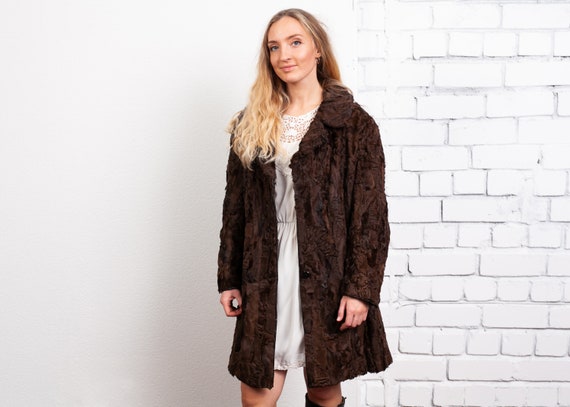 60s Persian Lamb Coat . Vintage Curly Real Fur Co… - image 5