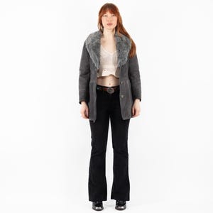 70&#39;s Gray Sheepskin Shearling Coat, Size S Shearling Overcoat, Boho Sheepskin Coat, Vintage Outerwear, Womens Clothing, NorthernGirlStore