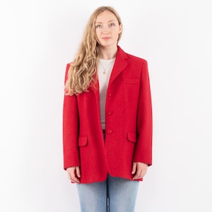 90s Red Harris Tweed Blazer, Size L/XL Vintage Wool Jacket, Retro Wool Jacket, Harris Tweed, Retro Fashion, Spring Wool Jacket, Tweedcore