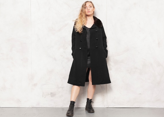 70s Black Coat Vintage 70s Classic Princess Coat F