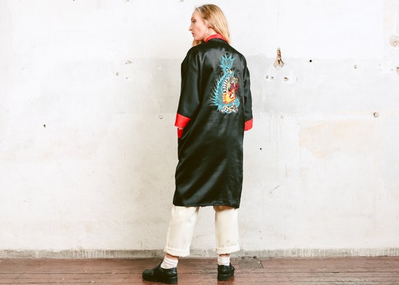 Vintage Reversible Dragon Kimono . Black and Red O
