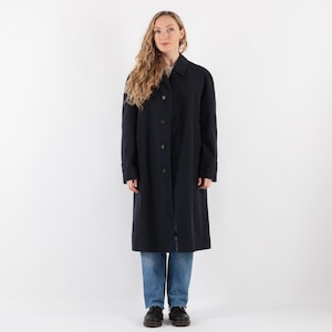 80&#39;s Blue Mac Coat, Size M/L Mac Overcoat, Everyday Commute Coat, Office Style Trench Coat, Office Siren, Minimalist Mod Outerwear