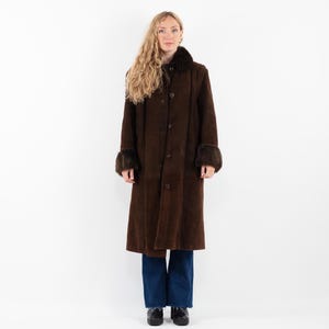 Vintage Sheepskin Long Coat, Size S/M Afghan Coat, Boho Style Brown Overcoat, Vintage Women Outerwear, Vintage Fur Coat, Winter Boho Coat