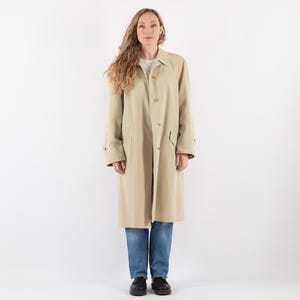 90&#39;s Vintage Beige Mac Coat, Size XL Mac Overcoat, Everyday Spring Coat, Office Style Trench Coat, Commuter Coat, Minimalist Mod Outerwear