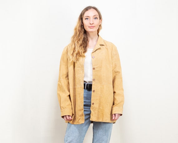 Brown Suede Jacket Vintage Beige Simple 