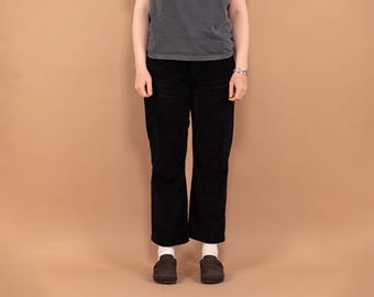 90s Vintage Black Corduroy Pants, Women's Size L