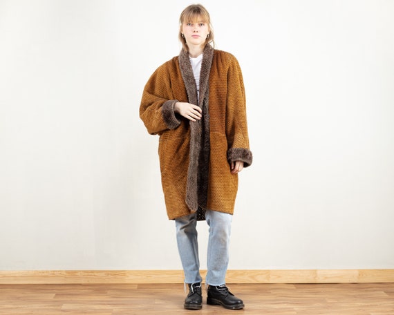 Oversized Sheepskin Coat Vintage Camel 