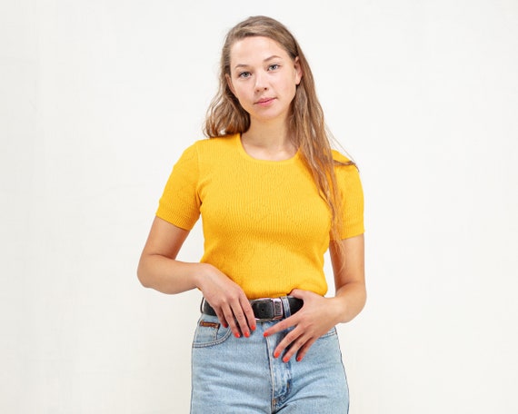 referir arrojar polvo en los ojos Albardilla Polo amarillo para mujer camisa vintage camisa casual - Etsy México