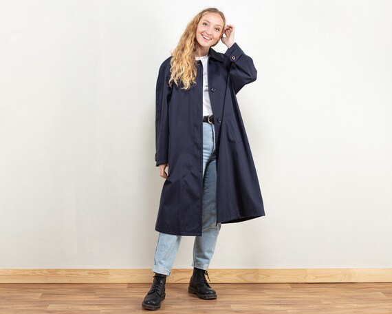 Blue Trench Coat Women Vintage 80s Mac 