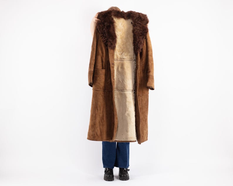 Women Sheepskin Coat, Size M Vintage Sheepskin Coat, Retro Overcoat