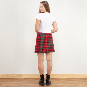 Plaid Mini Skirt scottish skirt vintage 80s a-line skater skirt check print skirt preppy colleague skirt women clothing size small image 4