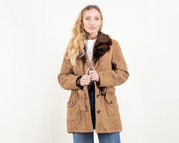 Suede Sherpa Coat 70s Leather Trench 