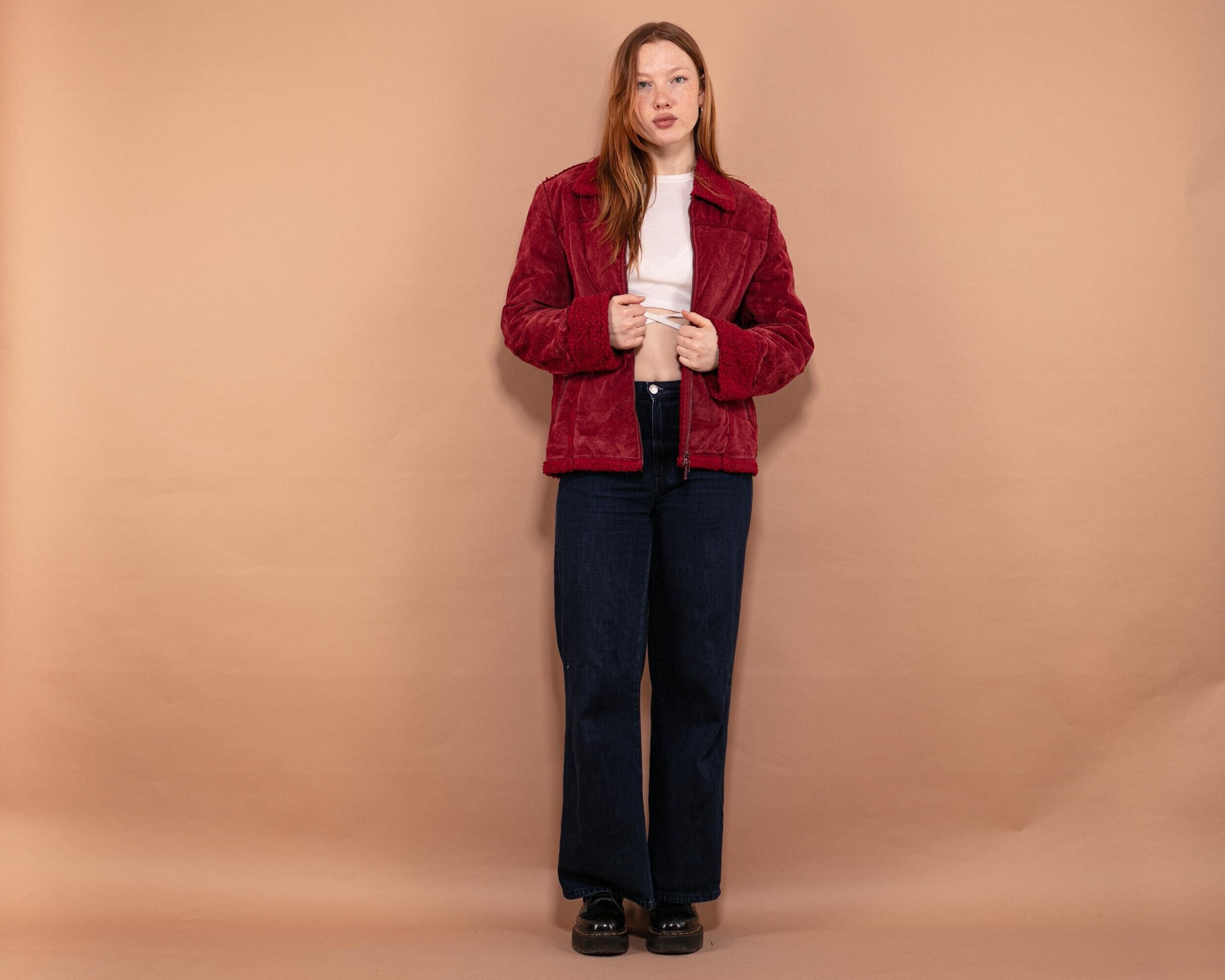 Red sherpa jacket women's deals