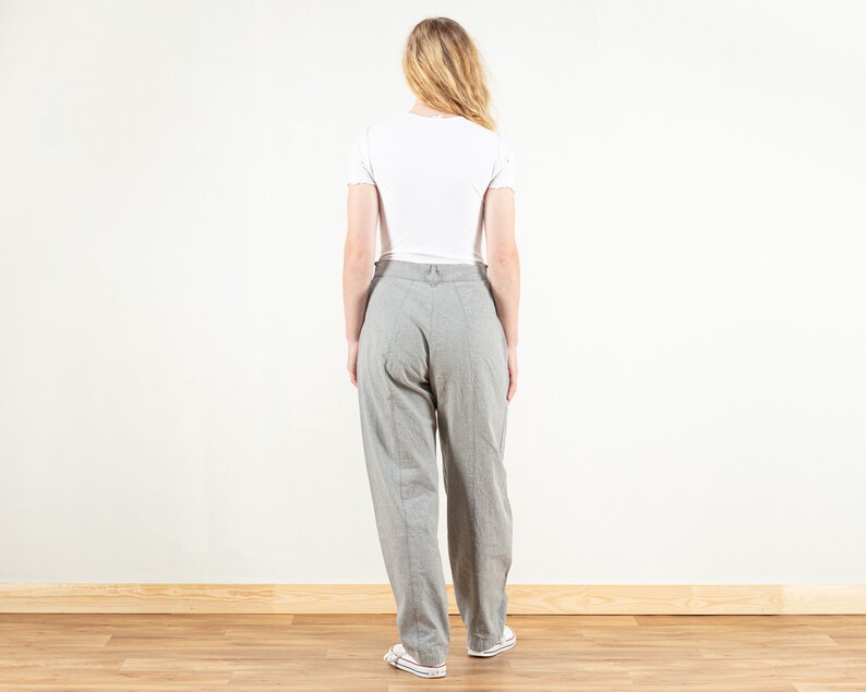 Grey Cargo Pants women vintage 90s trousers cargo pants unisex pants worker minimalist high waist pants vintage clothing size medium image 4