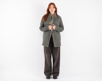 00s Vintage Gray Sheepskin Shearling Coat, Outerwear, Size M