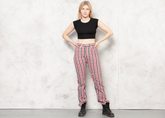 TED BAKER Pants 80s Checkered Nerd Pants Plaid Trousers High Waist