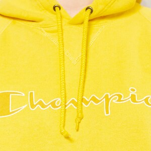 Yellow CHAMPION Sweatshirt Vintage 90s Hooded Women Pullover Cotton Blend Hoodie Cozy Home Sweatshirt Women Clothing size Extra Large XL image 9