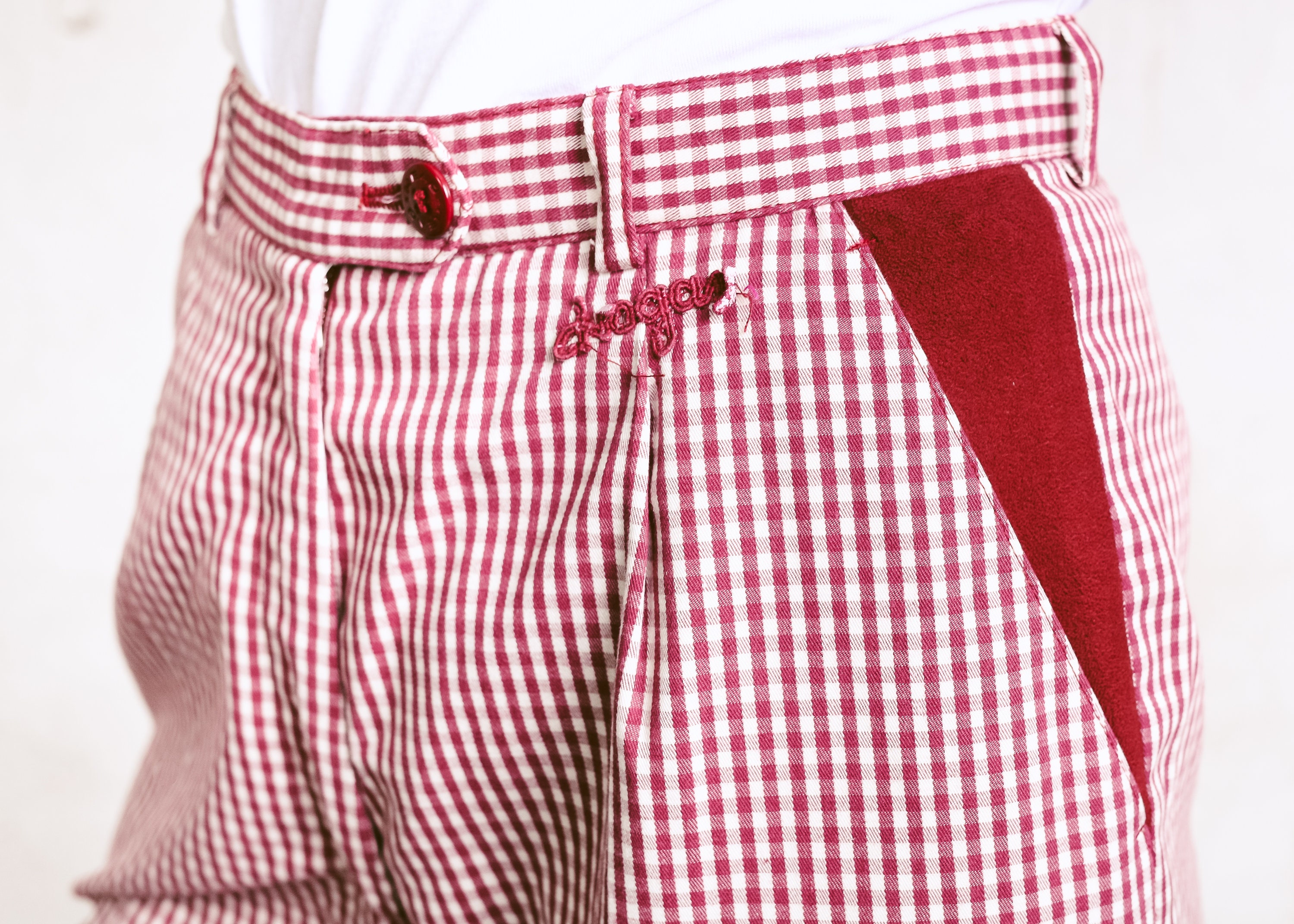 80s Gingham Bermuda Shorts . Vintage Burgundy Red Womens Etsy