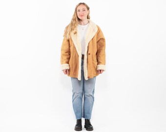 1980s Sheepskin Coat Western Style Size L