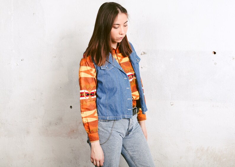 cropped denim vest