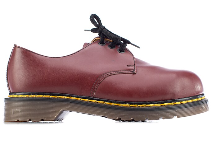 Vintage Doc Martens Made in England Oxblood Shoes Steel Toe Safety