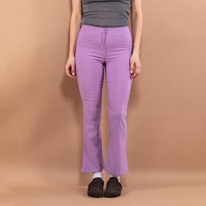 90&#39;s Purple Flared Pants, Women Size M Flare Pants, Retro Streetwear, High Waisted Flare Pants, Vintage Flare Pants, Retro Slim Flare Pants