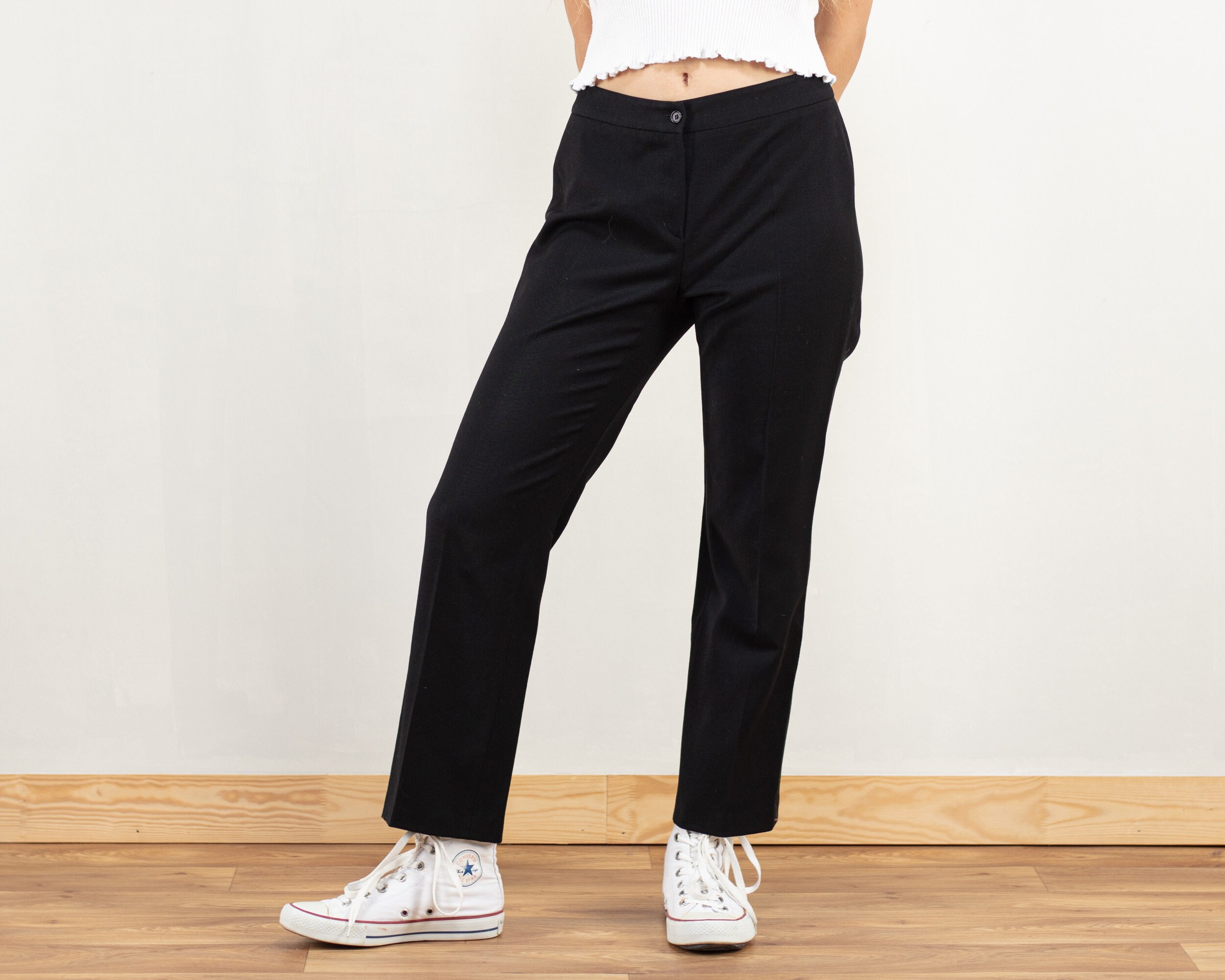 90s 00s 2tuck summer wool slacks BLK スーツ 90s 00s 2tuck