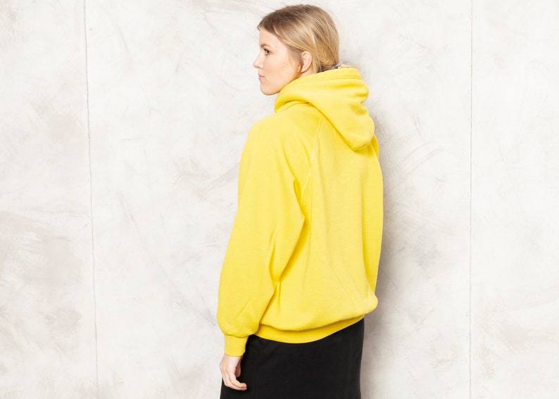Yellow CHAMPION Sweatshirt Vintage 90s Hooded Women Pullover Cotton Blend Hoodie Cozy Home Sweatshirt Women Clothing size Extra Large XL image 6