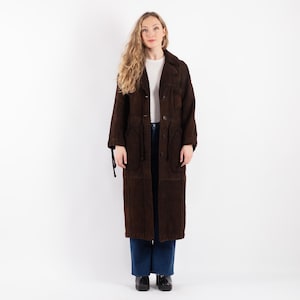 90&#39;s Sheepskin Long Coat, Size L Vintage Shearling Coat, Belted Sheepskin Coat, Western Cowboy Ranch Wear, Vintage Boho, Womens Clothing
