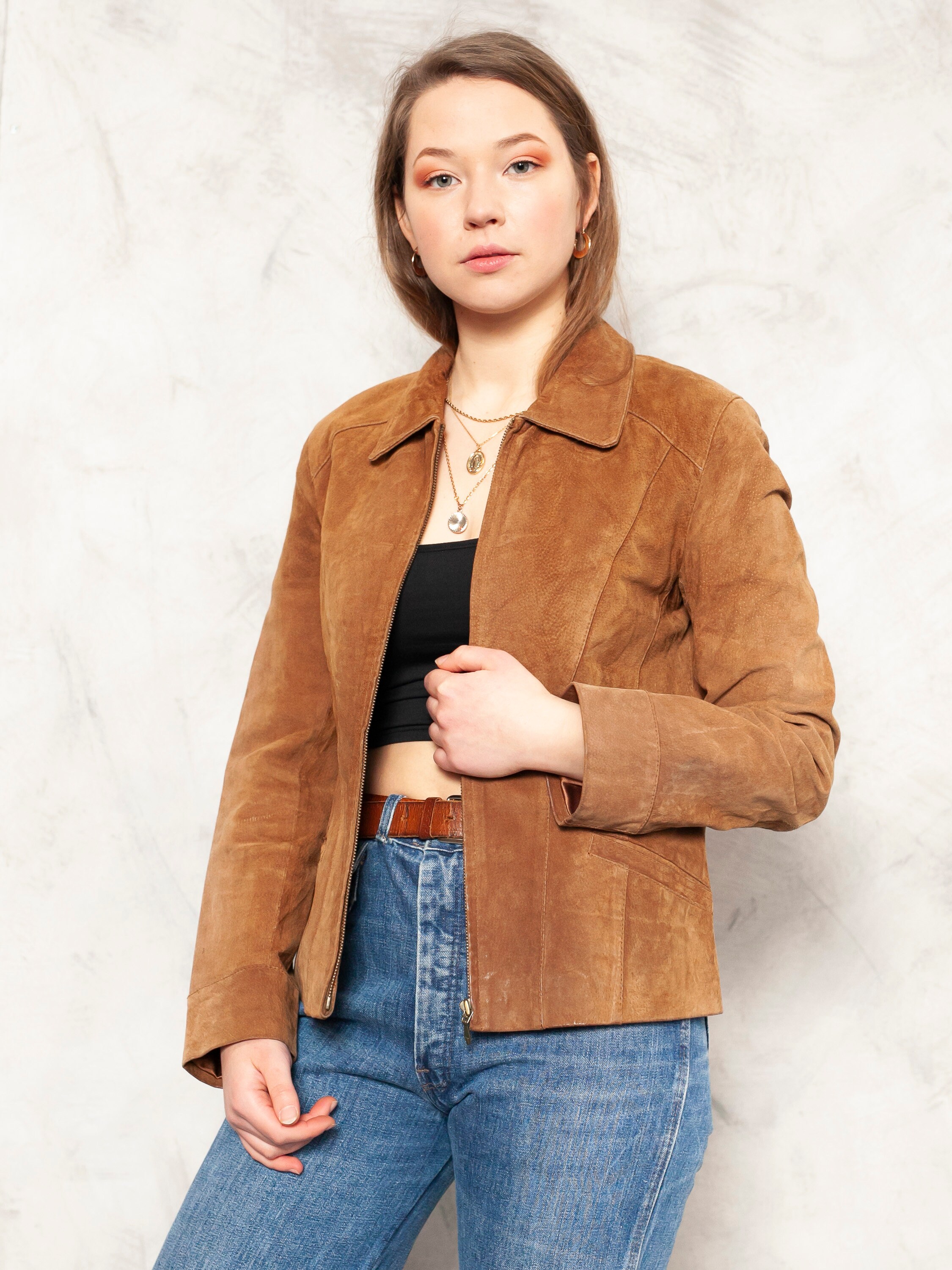 Country Girl Jacket vintage 90s suede leather women brown Etsy