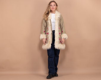 Faux Penny Lane Coat, Size XS Faux Fur Coat, 90s Penny Lane Fur Coat, Eco Friendly Coat, Cruelty Free Sustainable Clothing, 90s Fur Overcoat