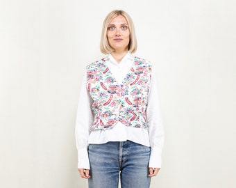 Gilet à motif floral pour femme, veste sans manches à fleurs, gilet à motifs en viscose douce, gilet à dos réglable, gilet de tous les jours, taille moyenne