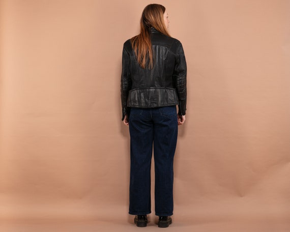 Women 80s Moto Leather Jacket, Size M Jacket, Vin… - image 3