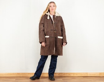 Penny Lane Coat vintage 70's brown sheepskin afghan coat almost famous movie warm winter sheepskin shearling toggle women size large