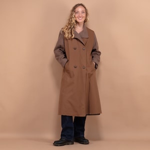 Y2K Wool Blend Coat 00s, Size M Vintage Wool Coat, Brown Wool Coat, Belted Wool Coat, Spring Wool Topcoat,  Office Coat, Minimalist Coat