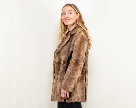 Manteau de fourrure femme vintage des annees 70 en fourrure marron et manteau en daim johnssons manteau court fantaisie luxueux manteau d opera taille moyenne Etsy France