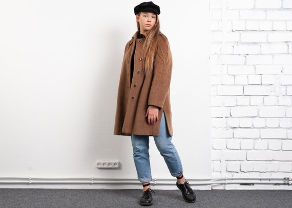 90s Mohair and Wool Coat . Vintage Single Breasted