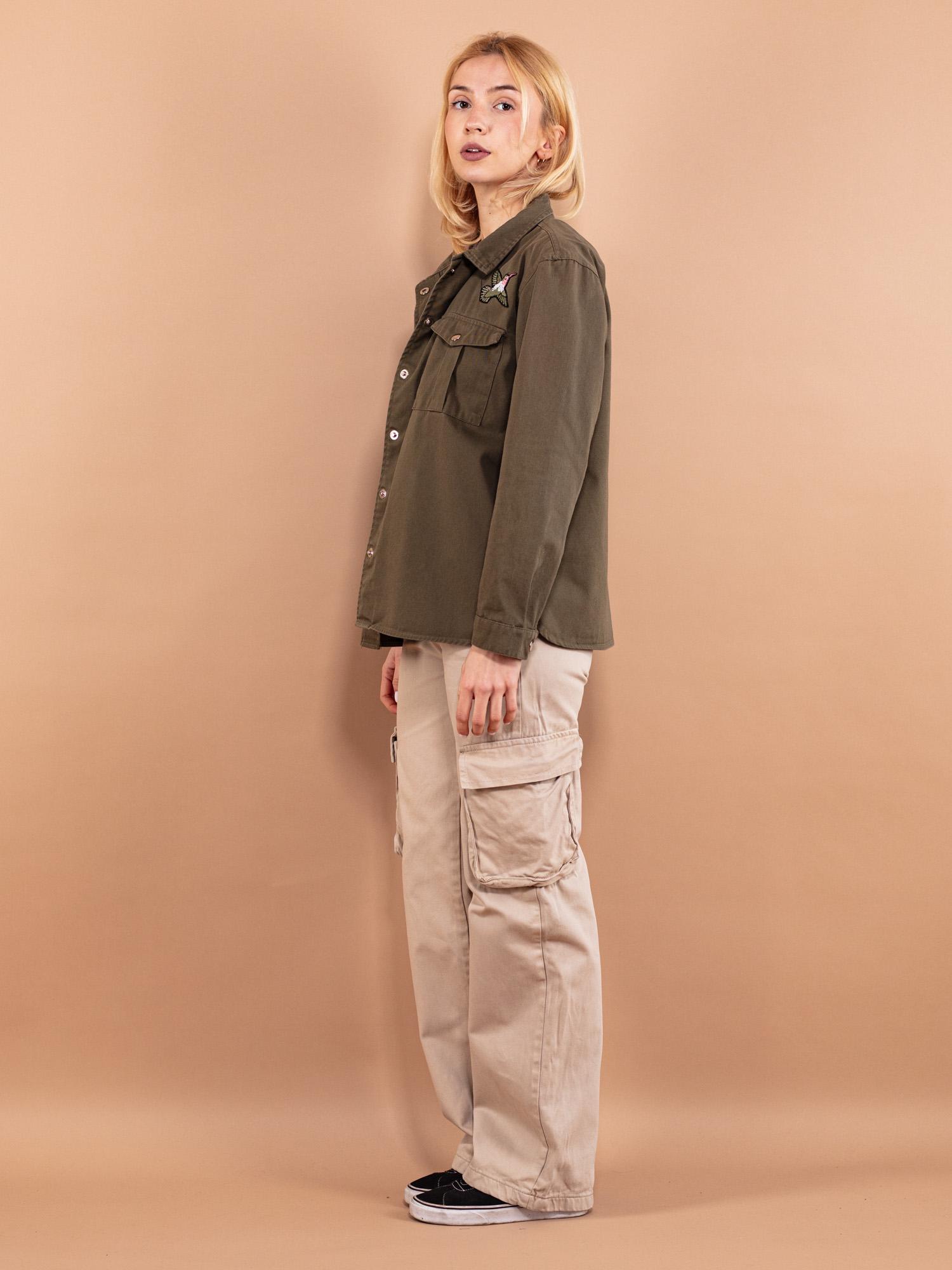 Vintage Khaki Cotton Long Sleeve Shirt, Y2K Grunge, Size M - Etsy