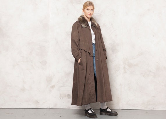 90s Longline Coat Brown Mac Coat Duster Coat Trenc