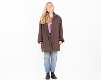 90s Faux Sheepskin Coat, Vegan Fur, Size XL