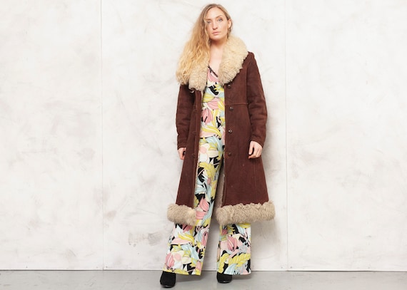 Penny Lane Coat 70s Afghan Coat Brown Leather Outw
