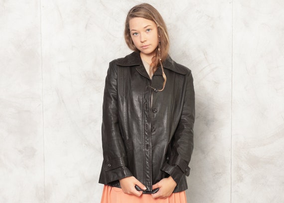 Vintage 70s Brown Leather Jacket Dark Brown Leathe