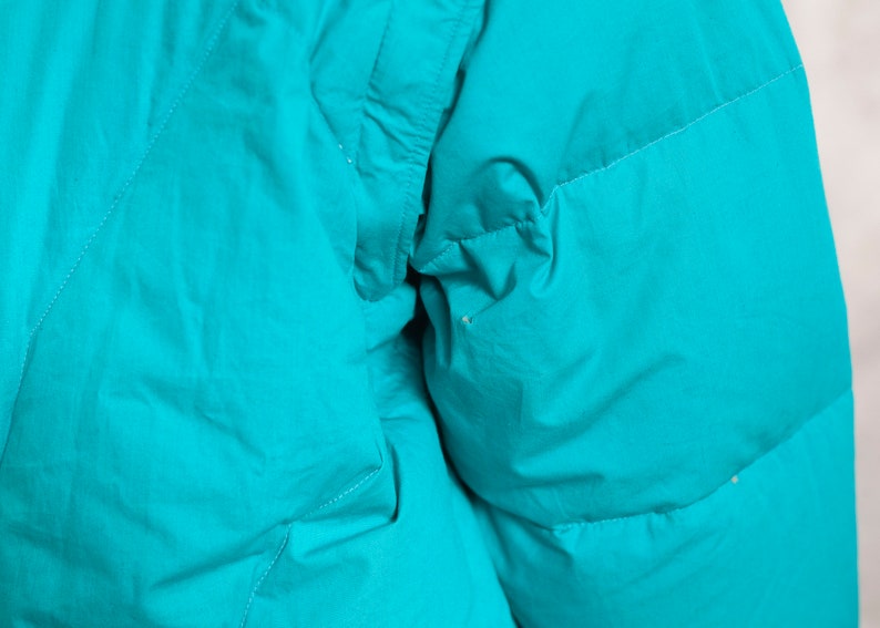 Reversible Down Jacket DOLOMITE Ski Jacket 80s Warm Teal Coat Winter Oversized Puffy Jacket Women White Jacket Vintage Clothing size Medium