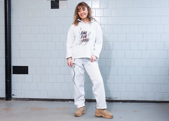 Vintage 90s Two Piece Jumper and Pants Set 90s Gray Tracksuit Baggy Sweatshirt Sweatpants Women Sports Suit Womens Loungewear Size Small Etsy UK