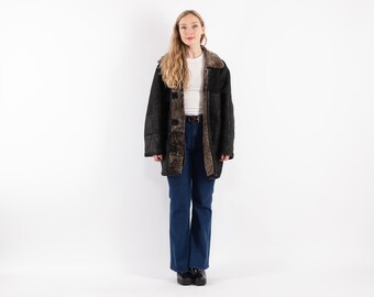 90年代風 ブラックシープスキンレザーコート メンズ XLサイズ - Etsy 日本