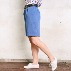 90s Women Summer Shorts . Blue Shorts Vintage High Rise Casual Shorts Minimalist Bermuda Shorts Soft Shorts Holiday Wear . size Large image 5