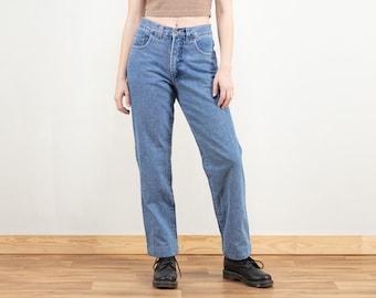 Classic Women Jeans blue vintage 90s straight pants light-wash jeans casual denim pants straight trousers vintage clothing size medium